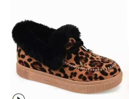 Explosive women's cotton shoes autumn and winter new large-size round head thick sole plus velvet snow boots
