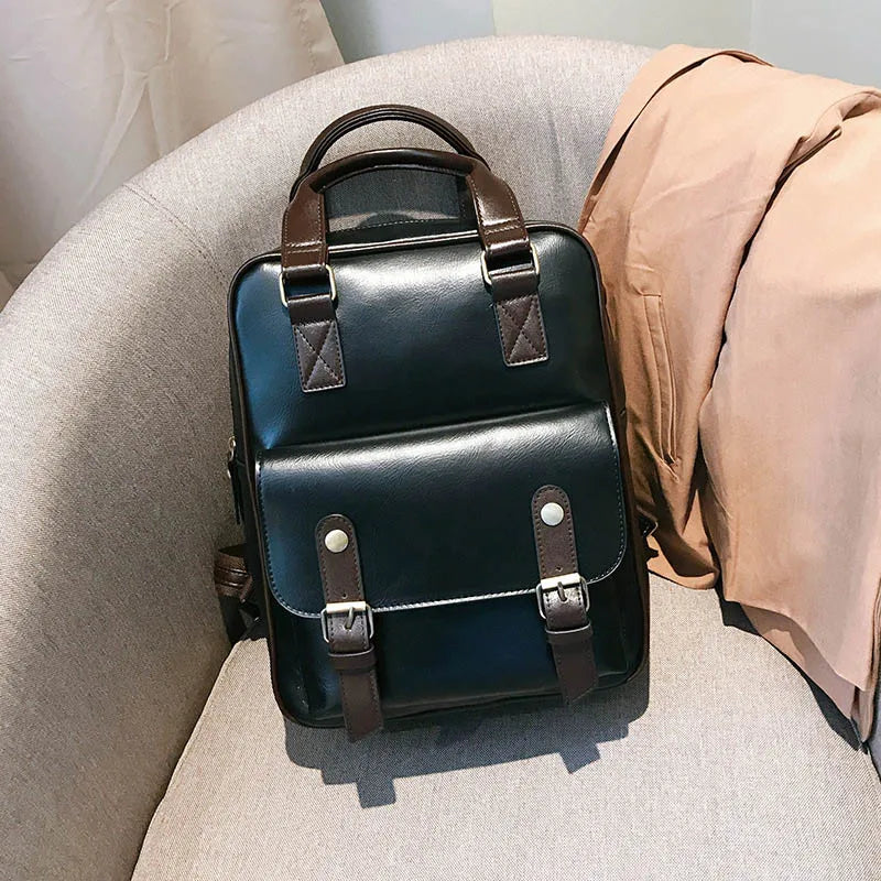 Beautiful Creativity Collection - “Modern Corporate Bag” - Brown School Bags. Waterproof. Vintage. Leather. Big Travel Backpack