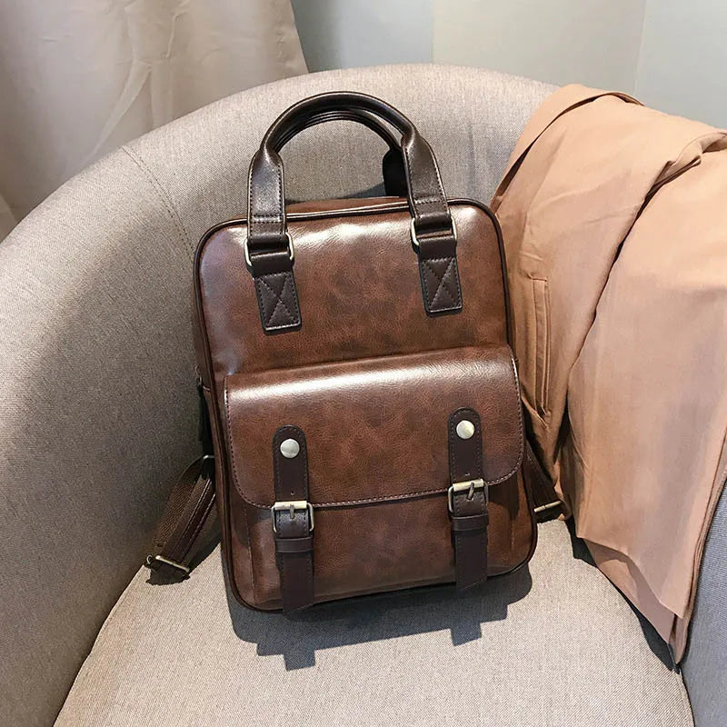 Beautiful Creativity Collection - “Modern Corporate Bag” - Brown School Bags. Waterproof. Vintage. Leather. Big Travel Backpack