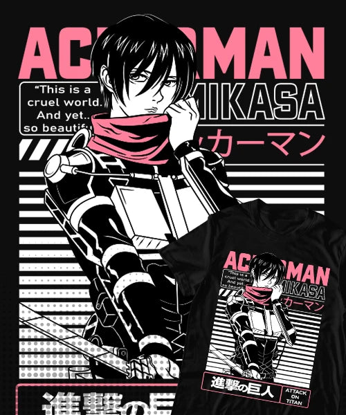T-Shirt UNISEX ATTACK ON TITAN MIKASA ACKERMAN BATALLA FINAL