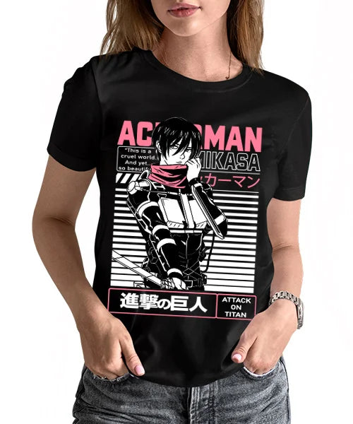T-Shirt UNISEX ATTACK ON TITAN MIKASA ACKERMAN BATALLA FINAL