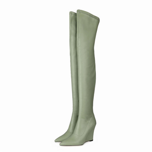 Elegant Thigh High Boots with Wedge heel . Thick Bottom Over-knee Boots.