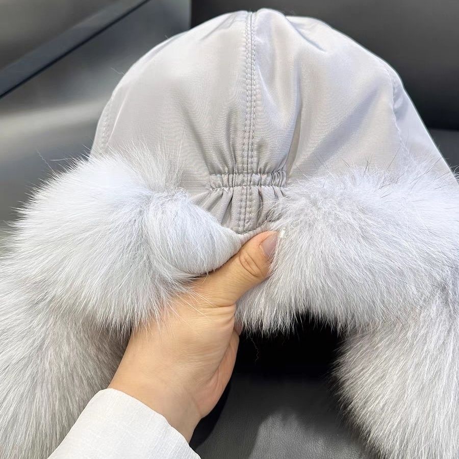 Imitation fox fur Lei Feng hat, women's slimming skiing hat, parent-child fur hat, autumn and winter ear protection, warm fur snow hat