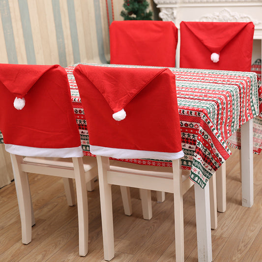 Christmas Chair Cover Tablecloth Set Non-Woven Christmas Table Back Cover Decoration Hotel Holiday Decoration