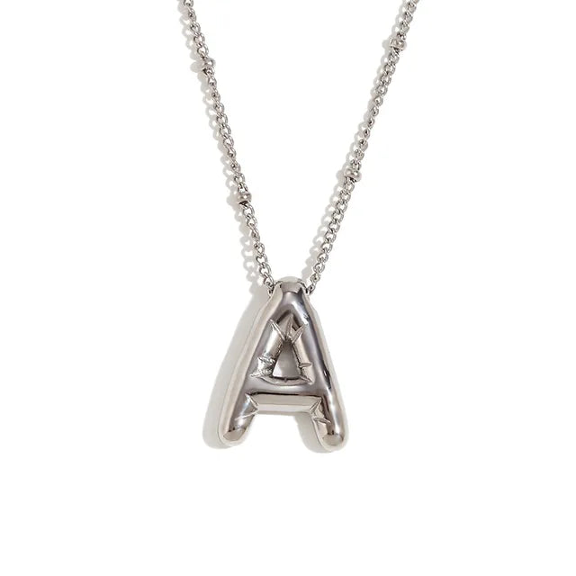 Alphabet Letter Pendant Necklace Stainless Steel  Vintage Wedding Party Choker Jewelry Gift for Women Men