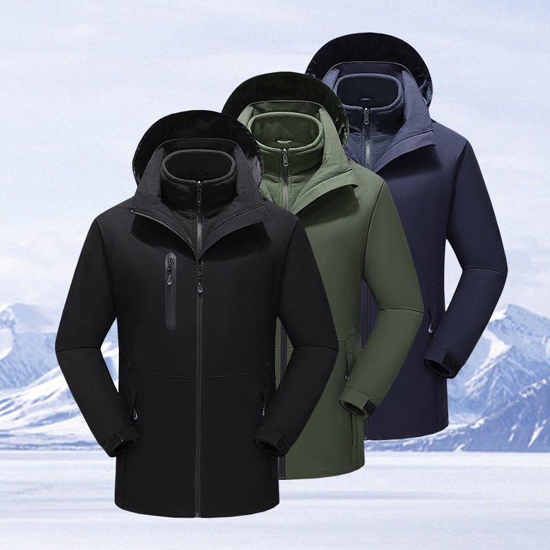 Thermal assault jacket, 3-in-1 cotton jacket with hood, men's warm cotton jacket, outdoor carbon fiber heating jacket