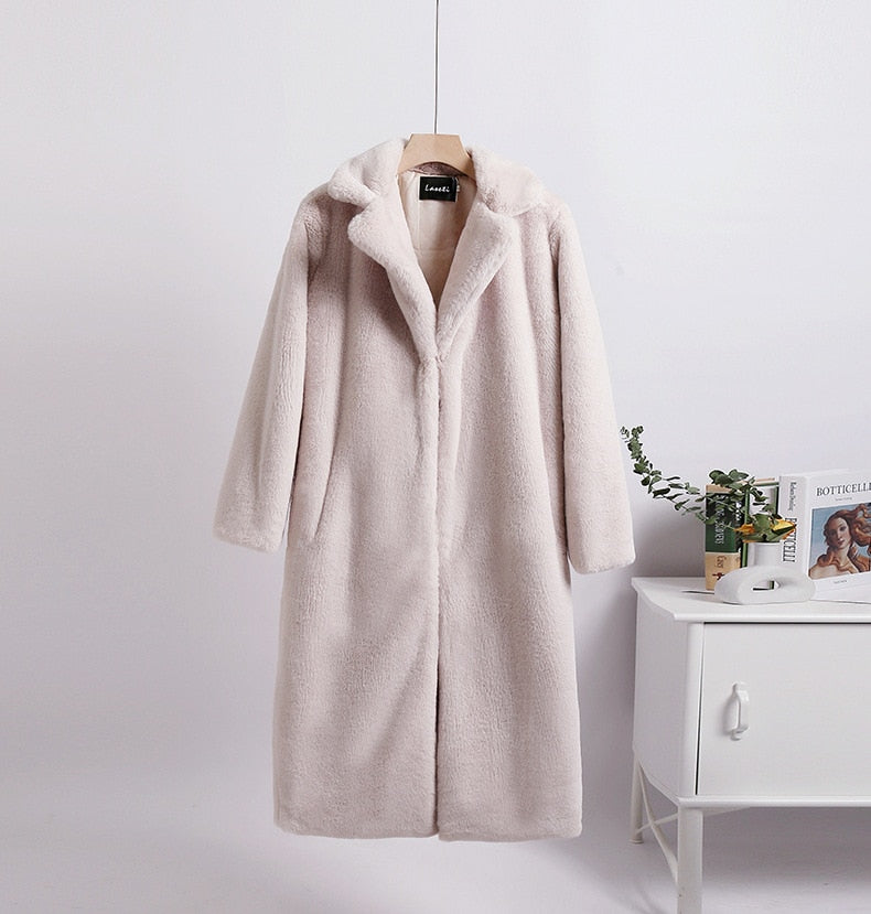 Winter Loose Velvet Mid-Length Coat