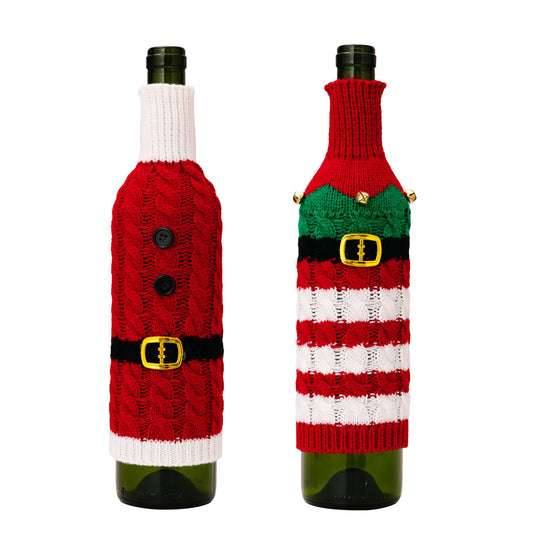 Christmas Decorative Supplies Christmas Knitted Wine Bottle Set Red Wine Set Restaurant Decoration Wine Bottle Clothing Set