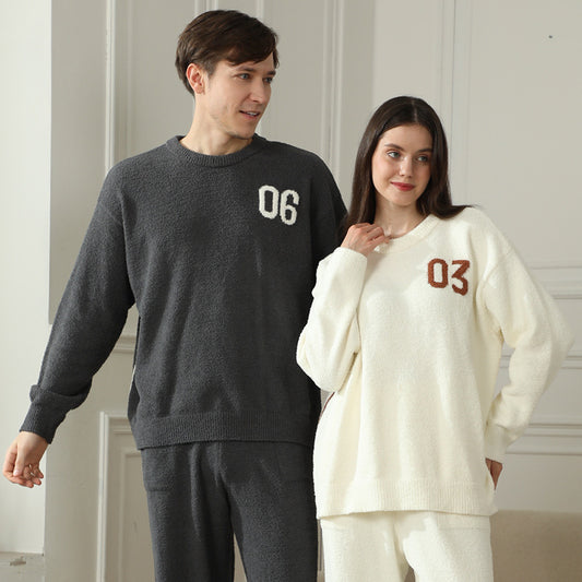 Half Fleece Couple's Home Clothes Set