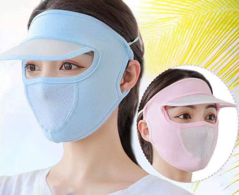 Summer Sunscreen Mask Cap All-In-One Men's And Women's Ice Silk Thin Section Breathable Anti-Ultraviolet Riding Sunshade Mask Washable