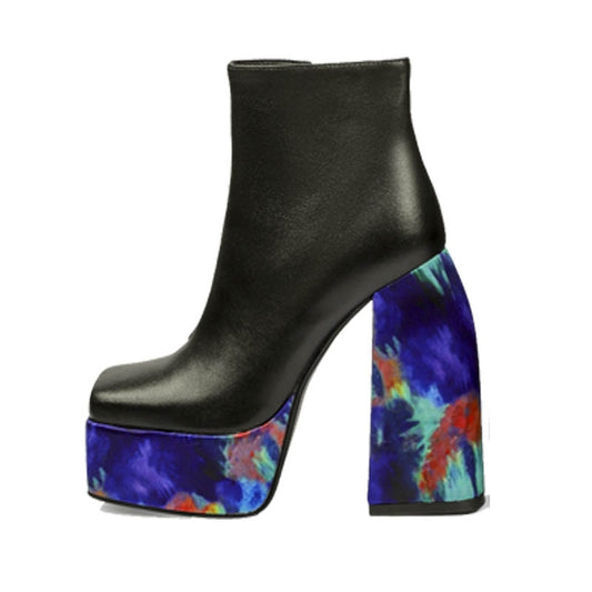 House of Hutson Genuine Leather Printing Platform Boots