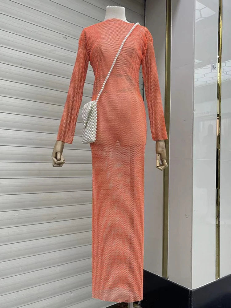 2025 Gender Fluid Long Sleeve Solid Color Mesh Dress Trend