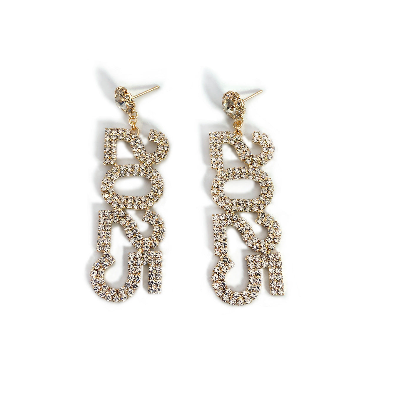 Popular digital 2025 earrings, elegant rhinestone digital earrings, full diamond long pendant earrings