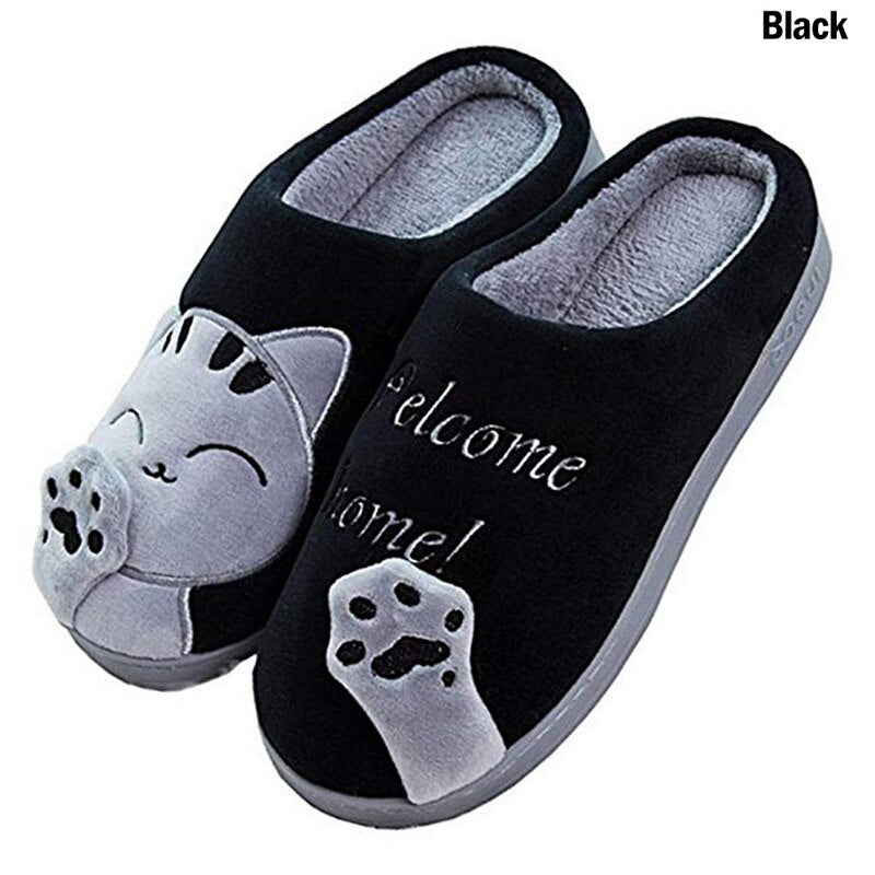 Winter Home Slippers - Unisex - Cartoon Cat. Non-slip, Soft, Winter-Warm House Slippers. Indoor. For Bedroom. Couples