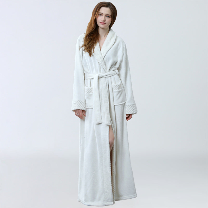 The Same Pajamas Winter Pajamas Thickened And Lengthened Bathrobe Flannel Bathrobe