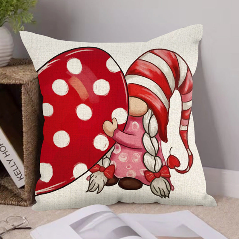 Valentine's Day Linen Printed Pillow Amazon Dwarf Festival Pillow Cover Living Room Sofa Pillow