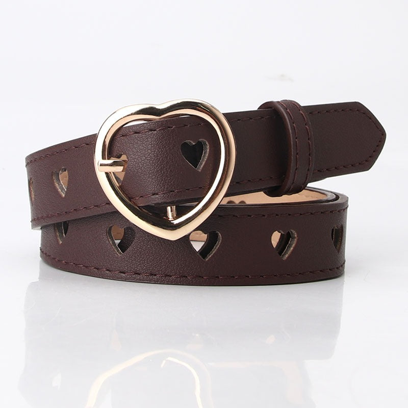 New punch-free heart hollow belt for ladies, all-match, sweet girl sweater dress decorative belt