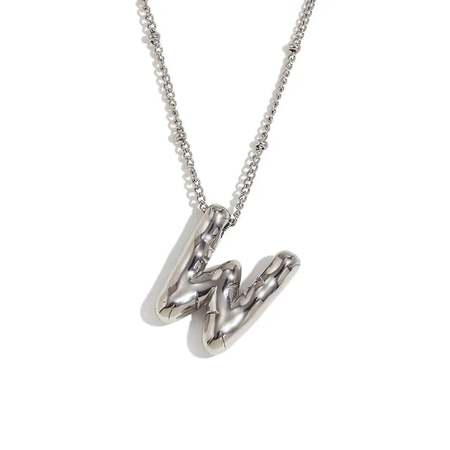 Alphabet Letter Pendant Necklace Stainless Steel  Vintage Wedding Party Choker Jewelry Gift for Women Men