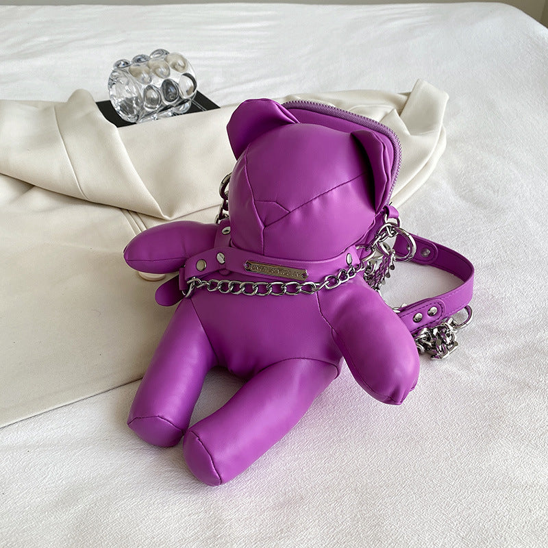 Small niche design shoulder bag for women, Instagram super popular, personalized teddy bear phone bag, internet famous doll chain crossbody bag