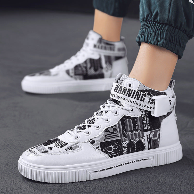 Spring men's trendy shoes, new black high top shoes for teenagers, sports shoes for boys, junior high school students, and men's adobe shoes