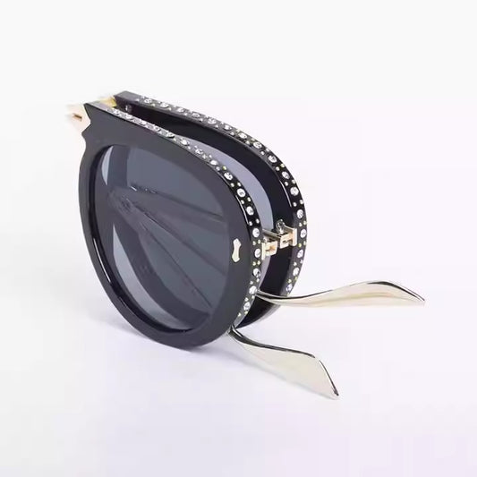 Sunglasses, women's diamonds, fashionable folding sunglasses