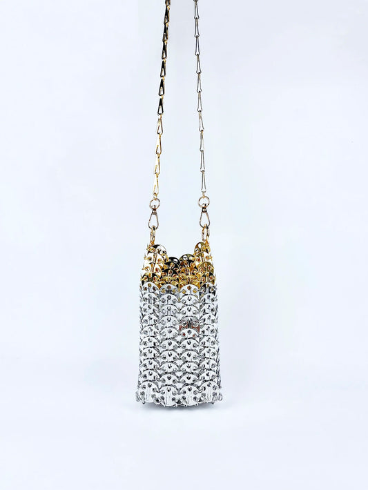 ‘Immortal Bag’ - Netizens New, Handmade, Woven-Metal Sequin Bag. Chain, Strap Mobile Phone One, Shoulder Crossbody Small Bag