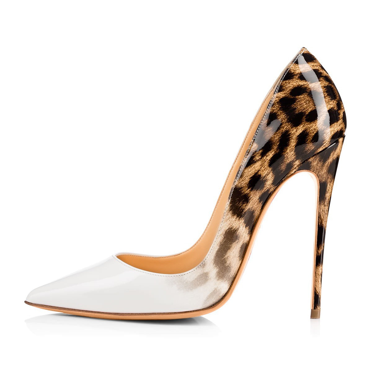 Leopard print gradient high heels white gradient leopard print