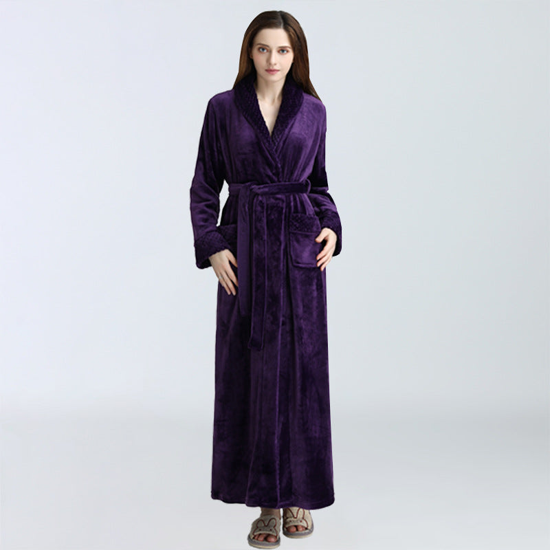 The Same Pajamas Winter Pajamas Thickened And Lengthened Bathrobe Flannel Bathrobe