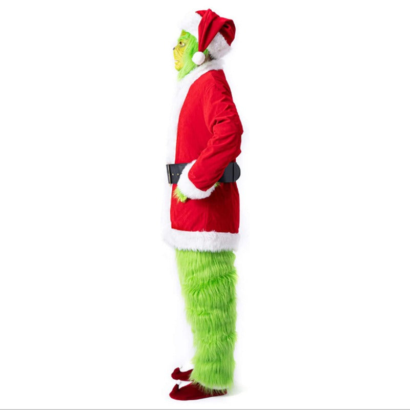 Halloween Grinch cosplay costume as Santa Claus up to 3XL.