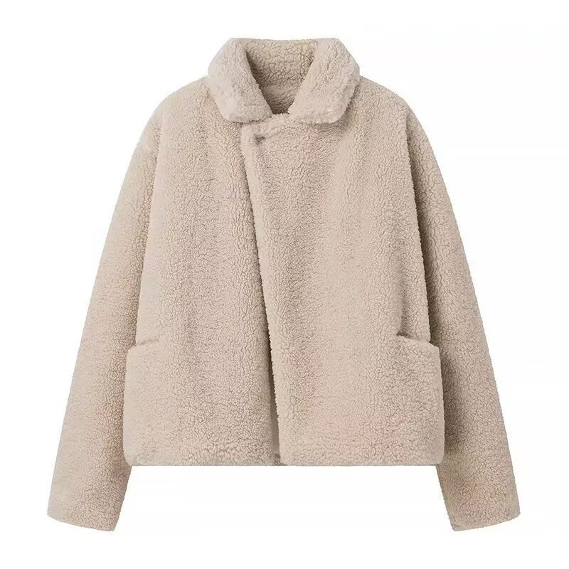 European and American style women's fashionable, simple and versatile wheat ear hair cardigan style long sleeved jacket