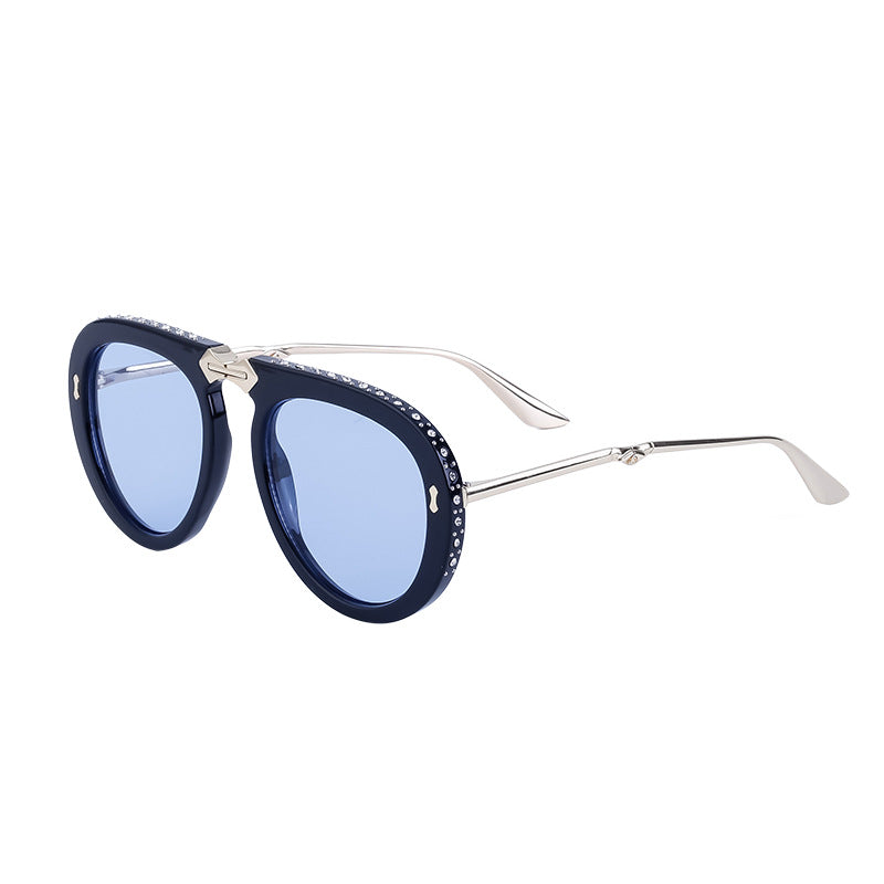 Sunglasses, women's diamonds, fashionable folding sunglasses