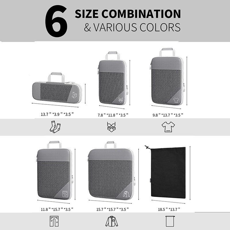 Travel Compressible Storage Bag Storage Bag Set with Shoe Bag Mesh Visual Luggage Storage Organizing Storage Bag