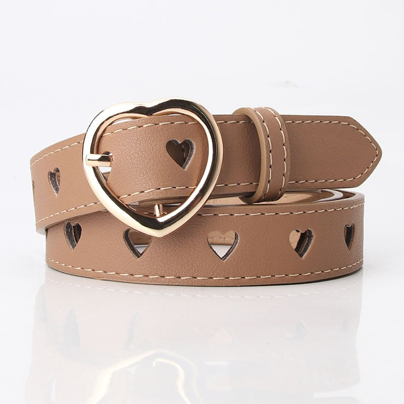 New punch-free heart hollow belt for ladies, all-match, sweet girl sweater dress decorative belt