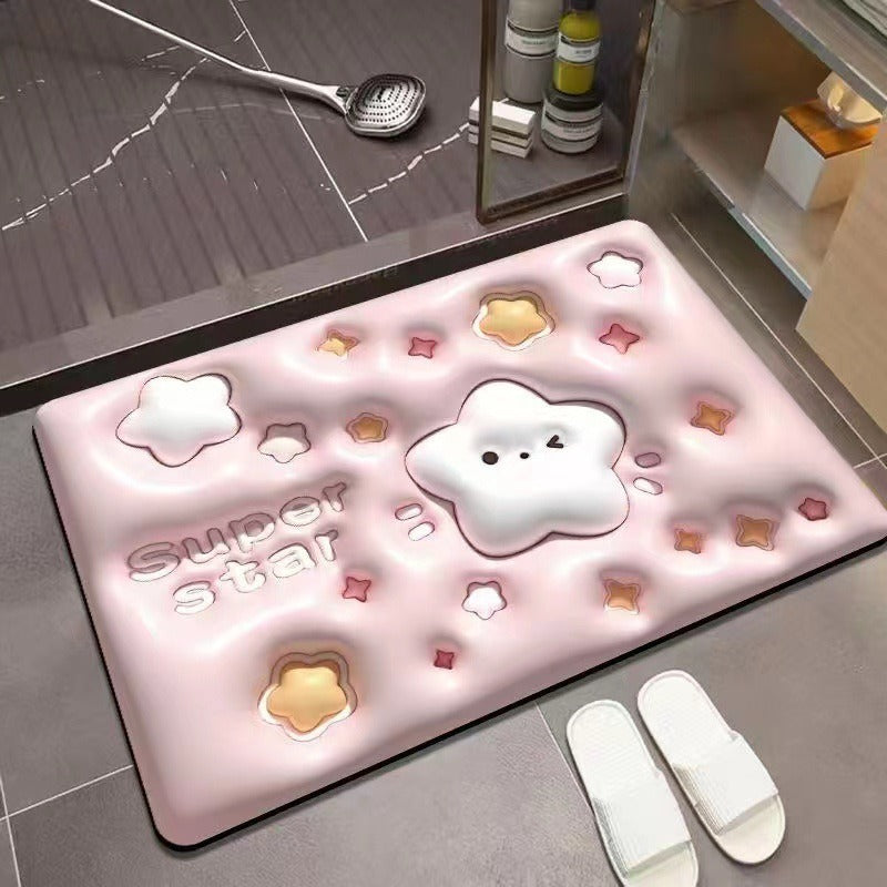 3D Door Mat Expansion Small Flower Soft Diatom Mud Absorbent Carpet Bathroom Toilet Toilet Non-Slip Rug Kitchen Mats For Floor