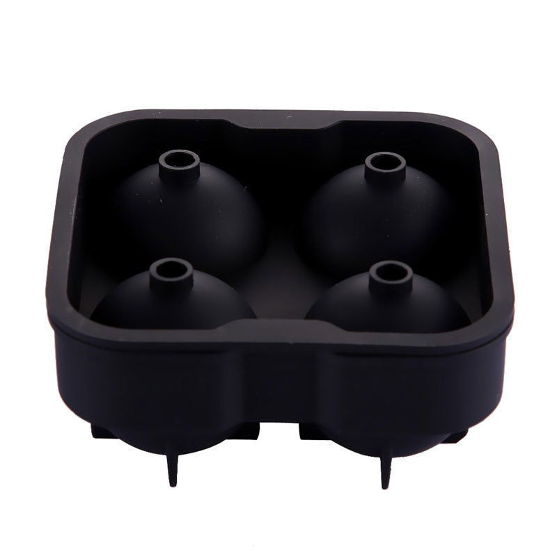 Cocktail Whiskey Ice Ball Maker Ice Cube Tray 4 Large Silicone Ice Molds Maker Kitchen Bar Accessories