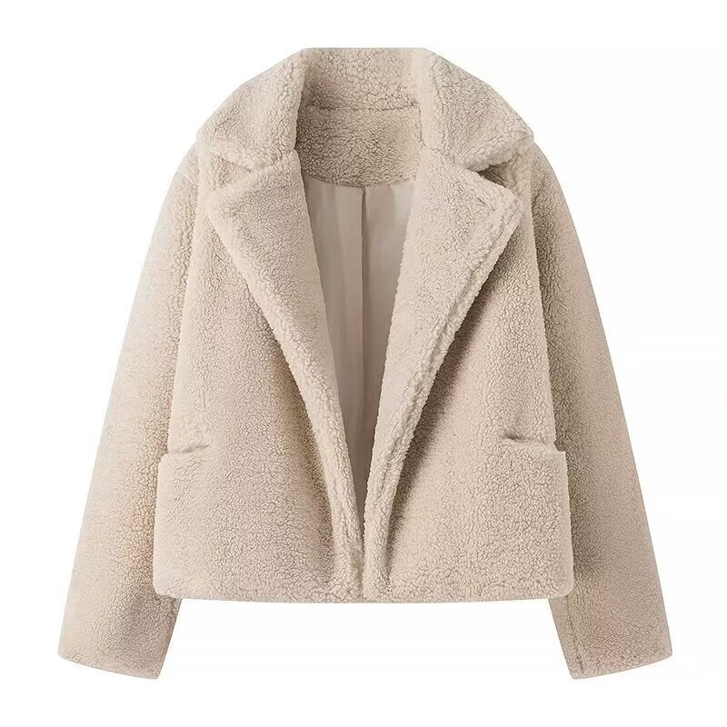 European and American style women's fashionable, simple and versatile wheat ear hair cardigan style long sleeved jacket