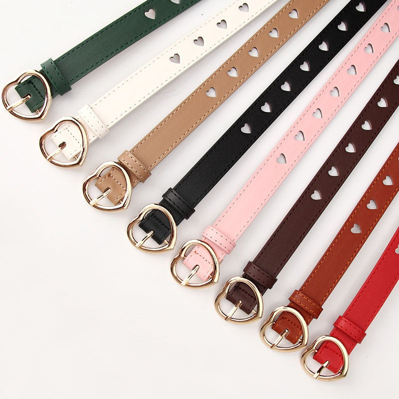 New punch-free heart hollow belt for ladies, all-match, sweet girl sweater dress decorative belt