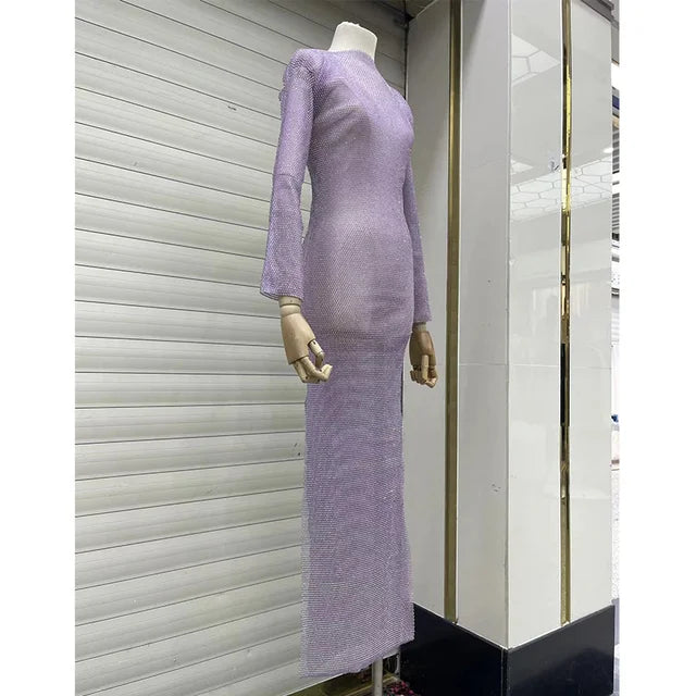 2025 Gender Fluid Long Sleeve Solid Color Mesh Dress Trend