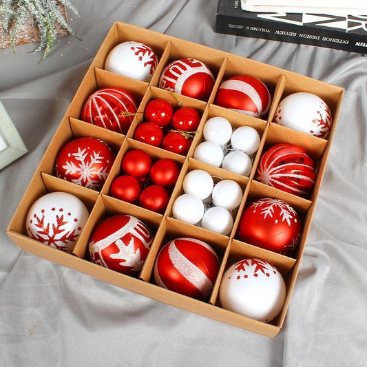 Christmas Ball Gift Set Creative Painted Plastic Ball Party Christmas Tree Red and White Hanging Ball Pendant Decoration