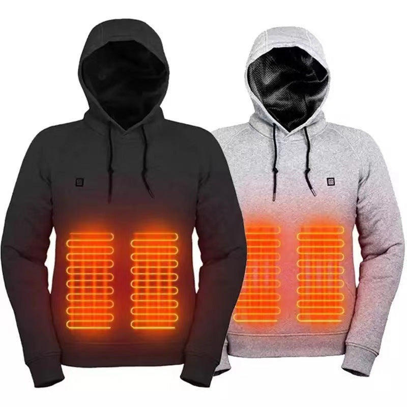 Men's Heating Sweatshirt USB Heating Sweatshirt Warm Outdoor Leisure Clothing Electric Heating Hooded 5 Zone Heating