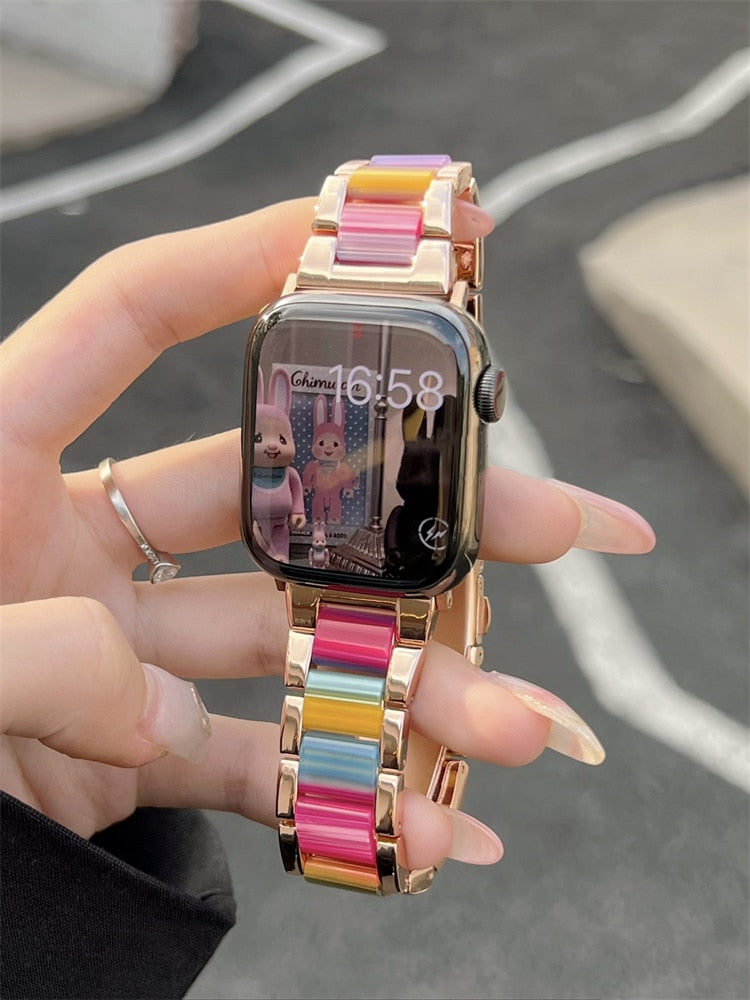 The New Metal And Resin iwatch876543 Generation SE is Suitable For Applewatch Quiet Straps For Men And Women