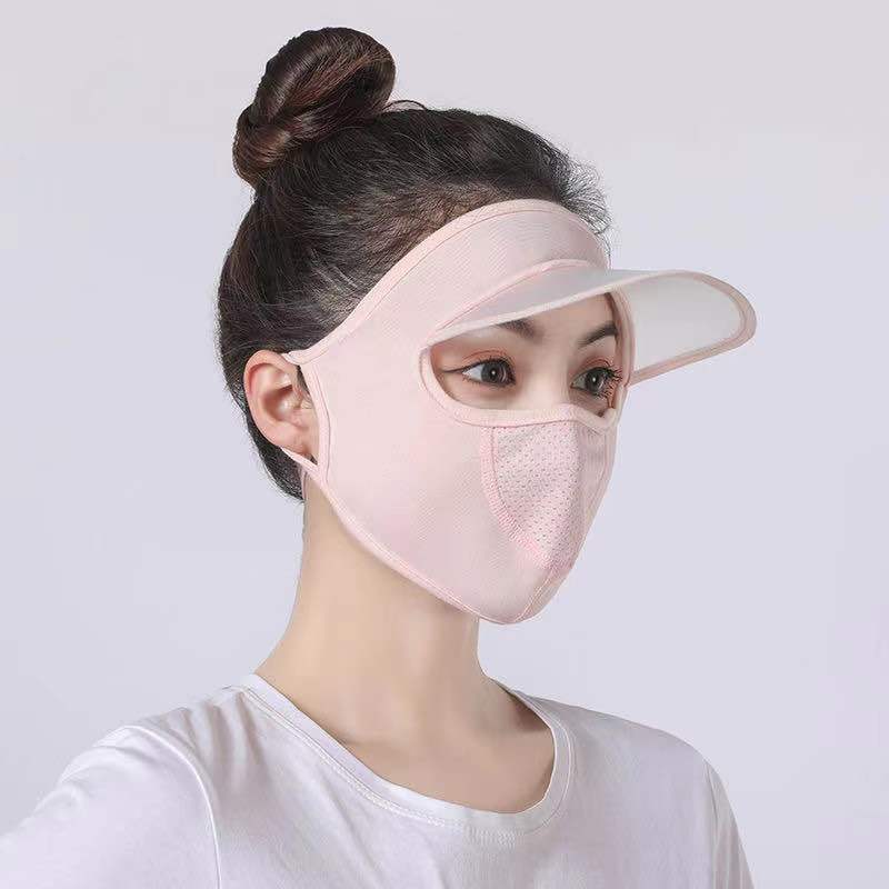 Summer Sunscreen Mask Cap All-In-One Men's And Women's Ice Silk Thin Section Breathable Anti-Ultraviolet Riding Sunshade Mask Washable