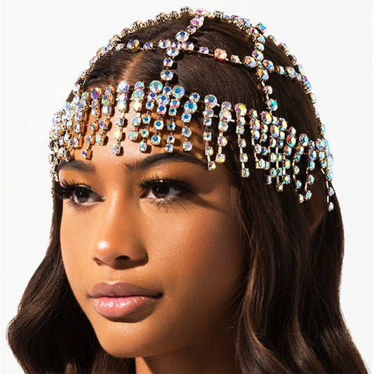 New Fashion Hair Accessories - Personality Tassel Rhinestone Mesh Headwear