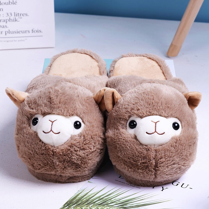 Autumn and Winter New Pink Camel Cotton Slippers Rainbow Camel Thickened Heel Cotton Slippers for Warm Home Floor Slippers