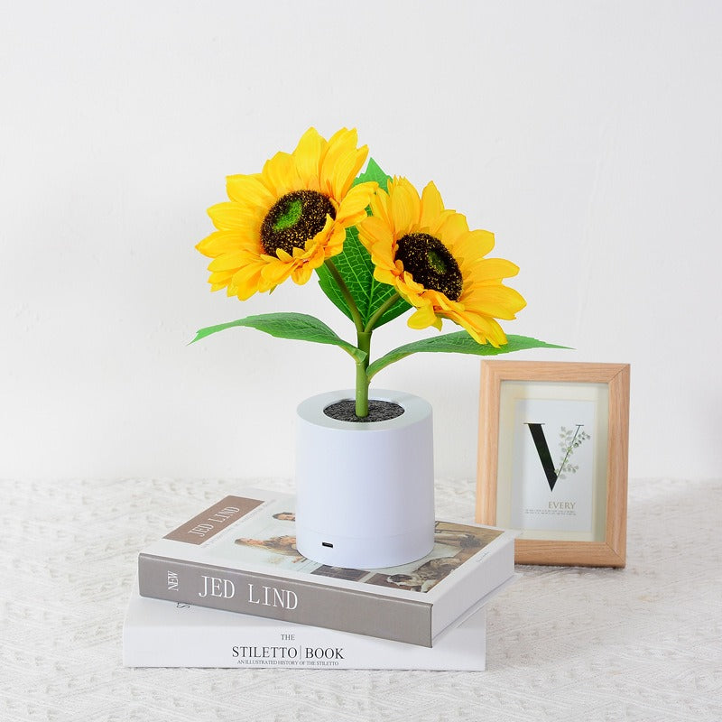 Rechargeable Sunflower LED Simulation Night Light Room Bedhead Decoration Atmosphere Light Birthday Gift for Girls