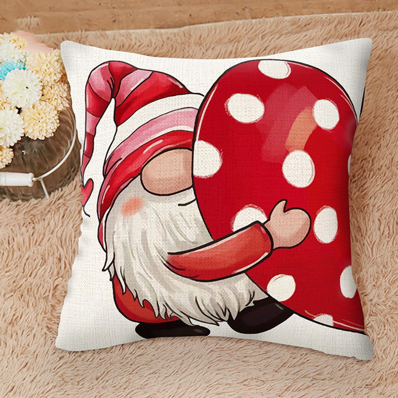 Valentine's Day Linen Printed Pillow Amazon Dwarf Festival Pillow Cover Living Room Sofa Pillow