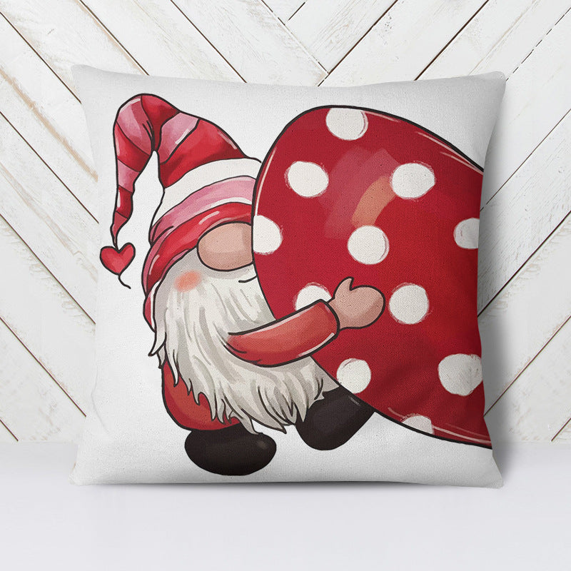 Valentine's Day Linen Printed Pillow Amazon Dwarf Festival Pillow Cover Living Room Sofa Pillow