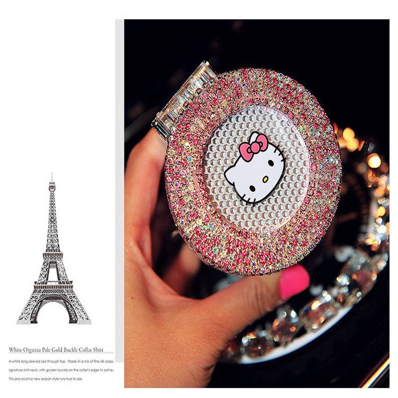 Portable Car ashtray with Light Hello Kitty KT Accessories for Girls Led Car Ash Tray Ashtray Storage Cup Holder Crystal Diamond