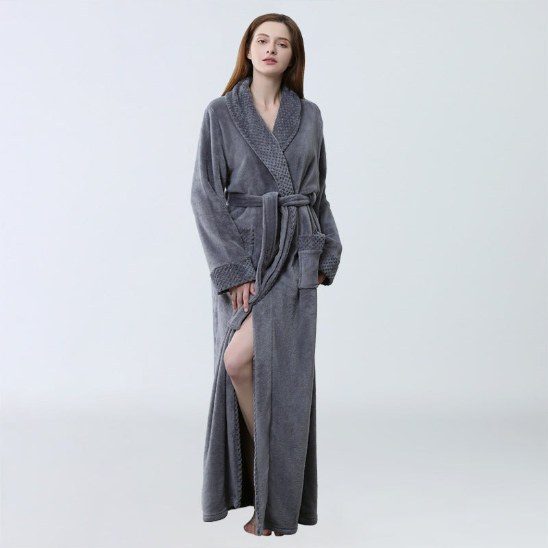 The Same Pajamas Winter Pajamas Thickened And Lengthened Bathrobe Flannel Bathrobe