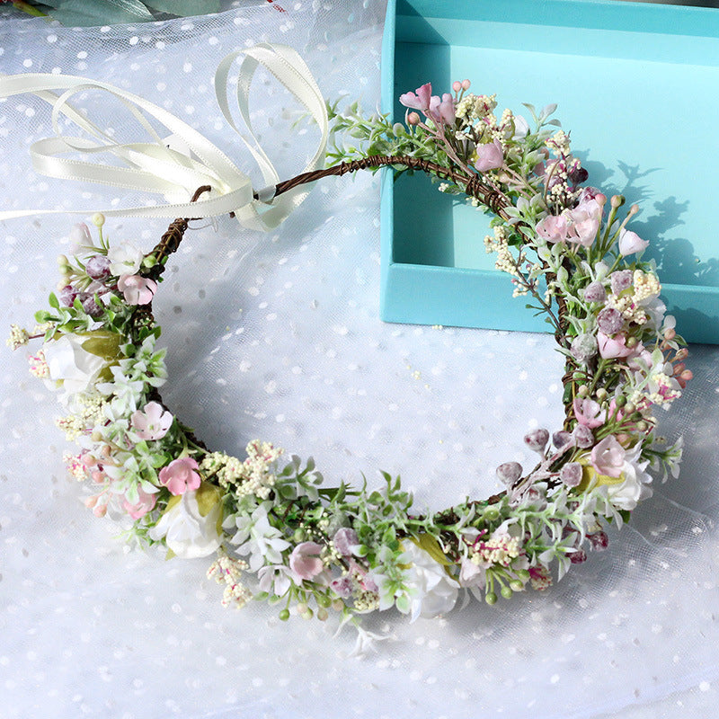 Ancient style girl Hanfu headwear simulation full sky star small floral headband forest princess bridal wreath